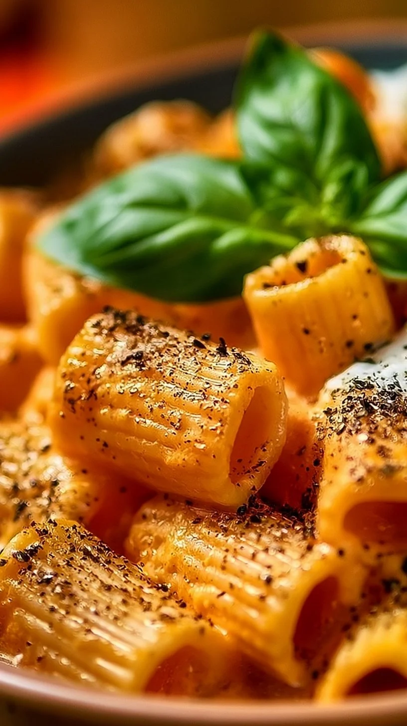 Protein Nudeln mit Hüttenkäse auf einem Teller serviert