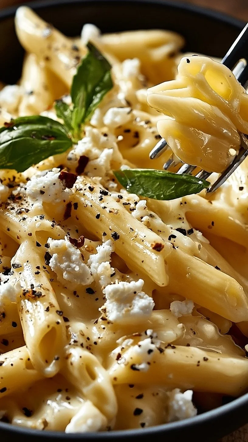 Spaghetti mit Feta und frischen Zitronen auf einem Teller serviert