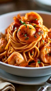 Spaghetti mit frischen Meeresfrüchten auf einem Teller serviert.