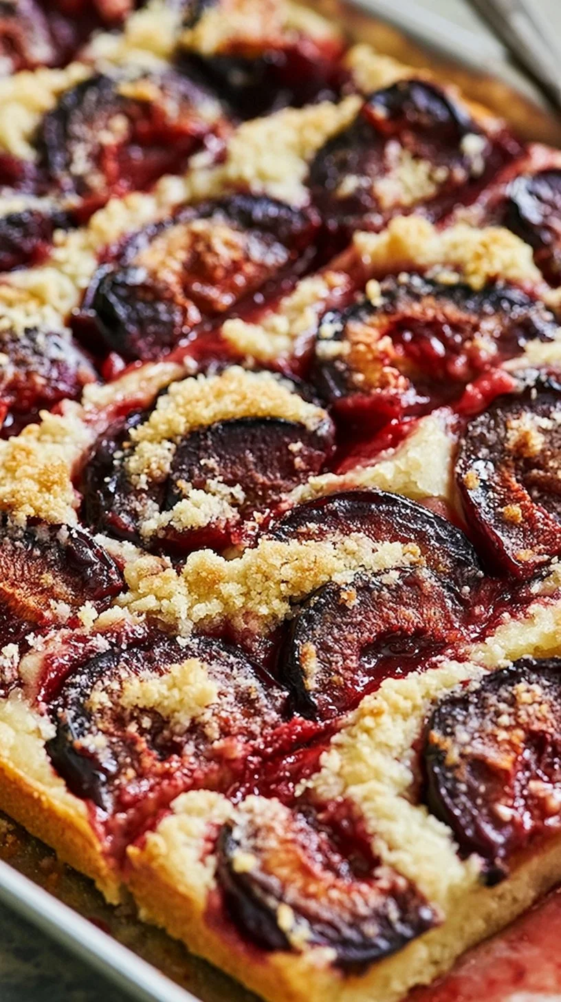 Zwetschgenkuchen mit Hefeteig und Streuseln auf einem Teller