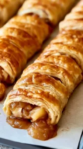 Frisch gebackener Apfelstrudel mit Äpfeln und Zimt, serviert auf einem Teller.