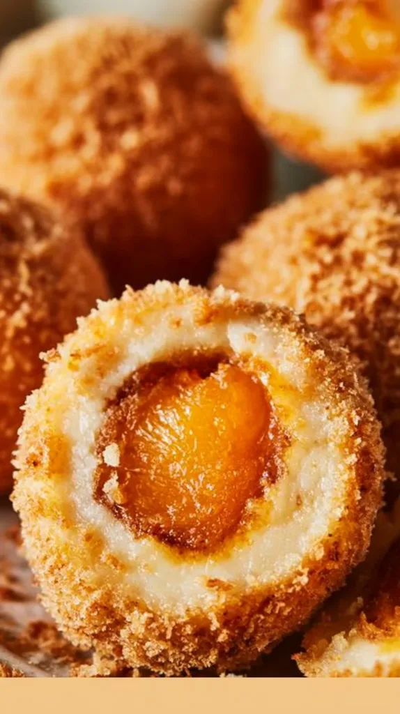 Marillenknödel mit Quarkteig auf einem Teller serviert