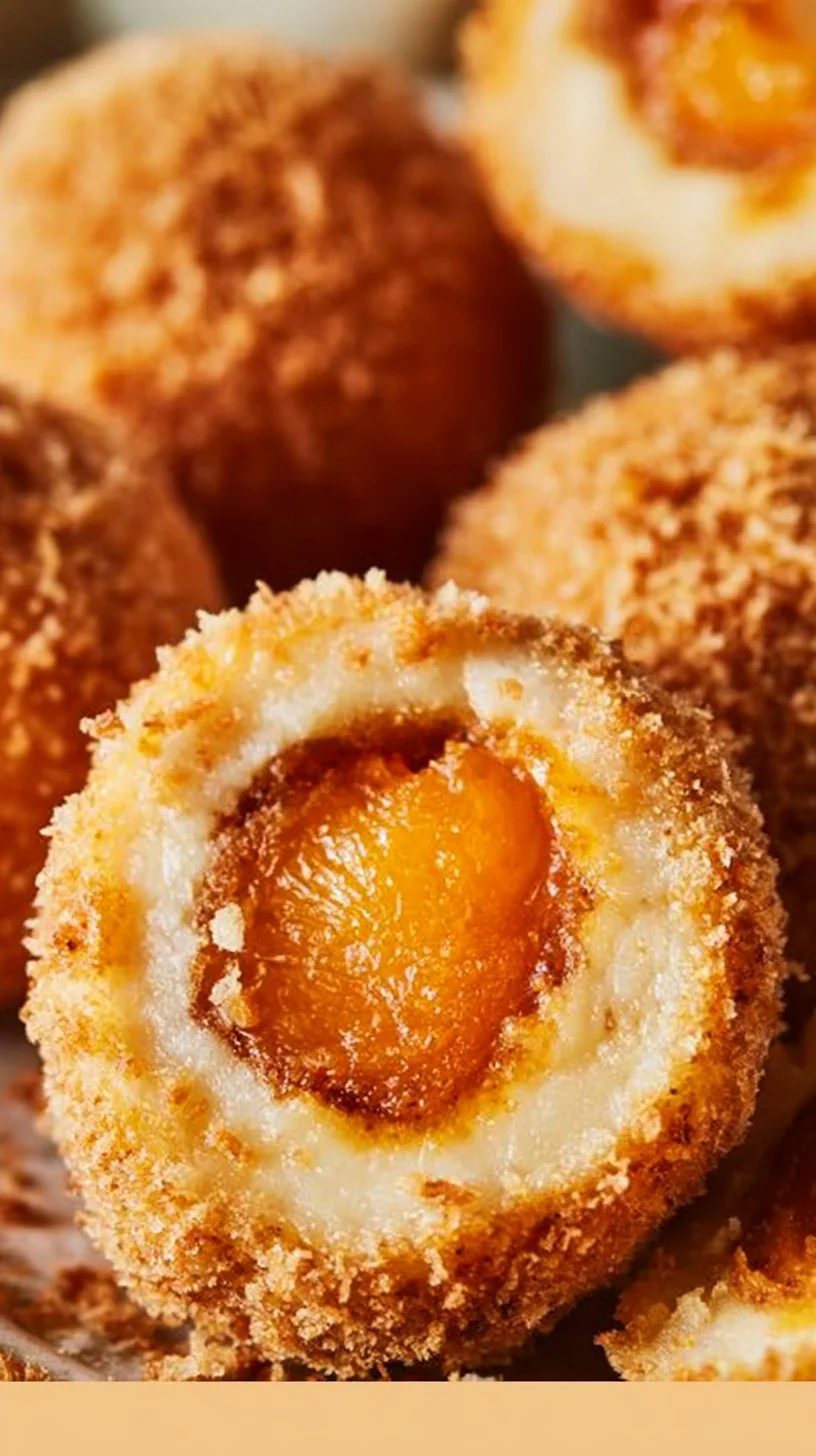 Marillenknödel mit Quarkteig auf einem Teller serviert