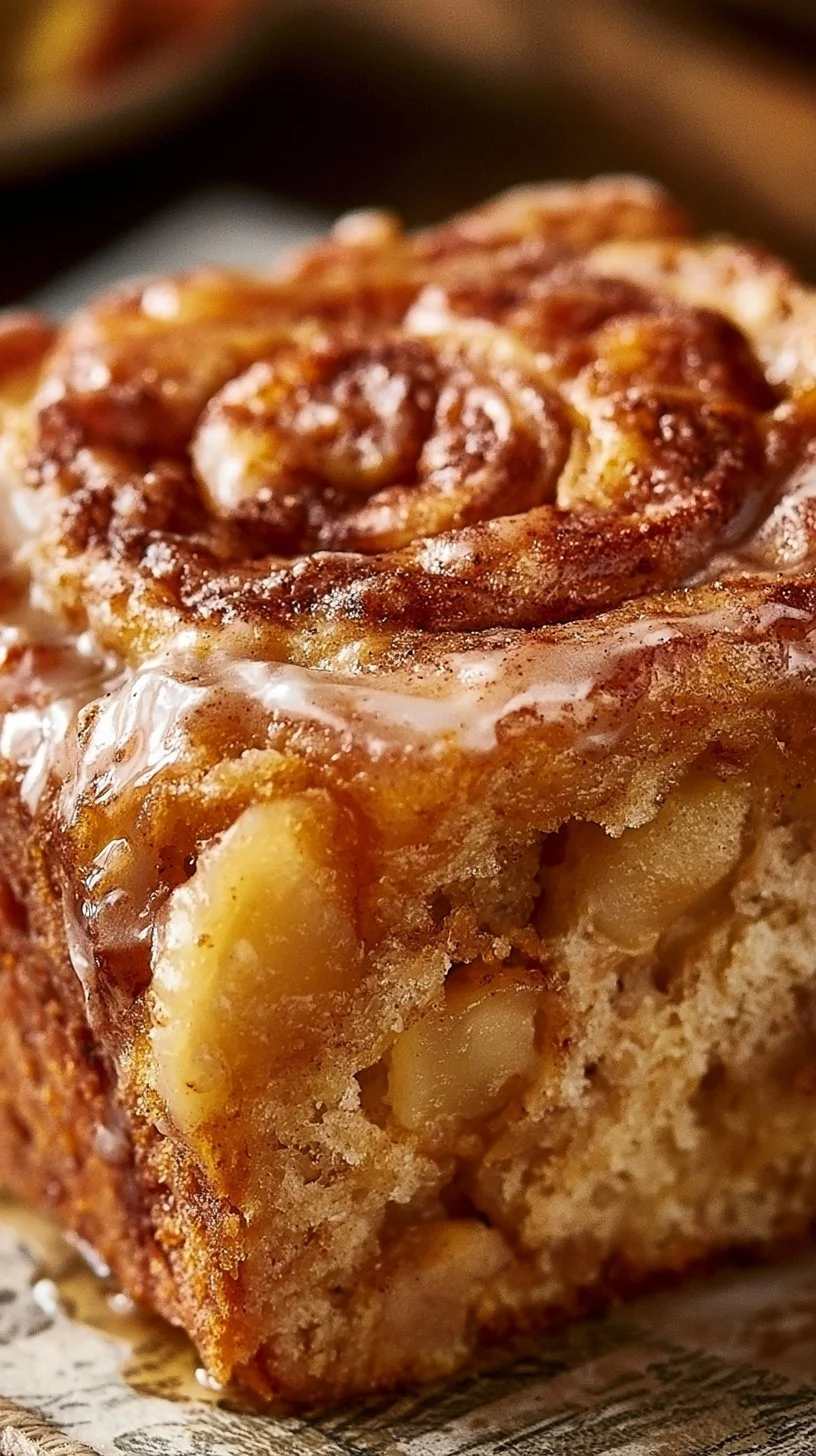 Zimtschnecken-Apfelkuchen mit Zimt und Äpfeln auf einem Teller