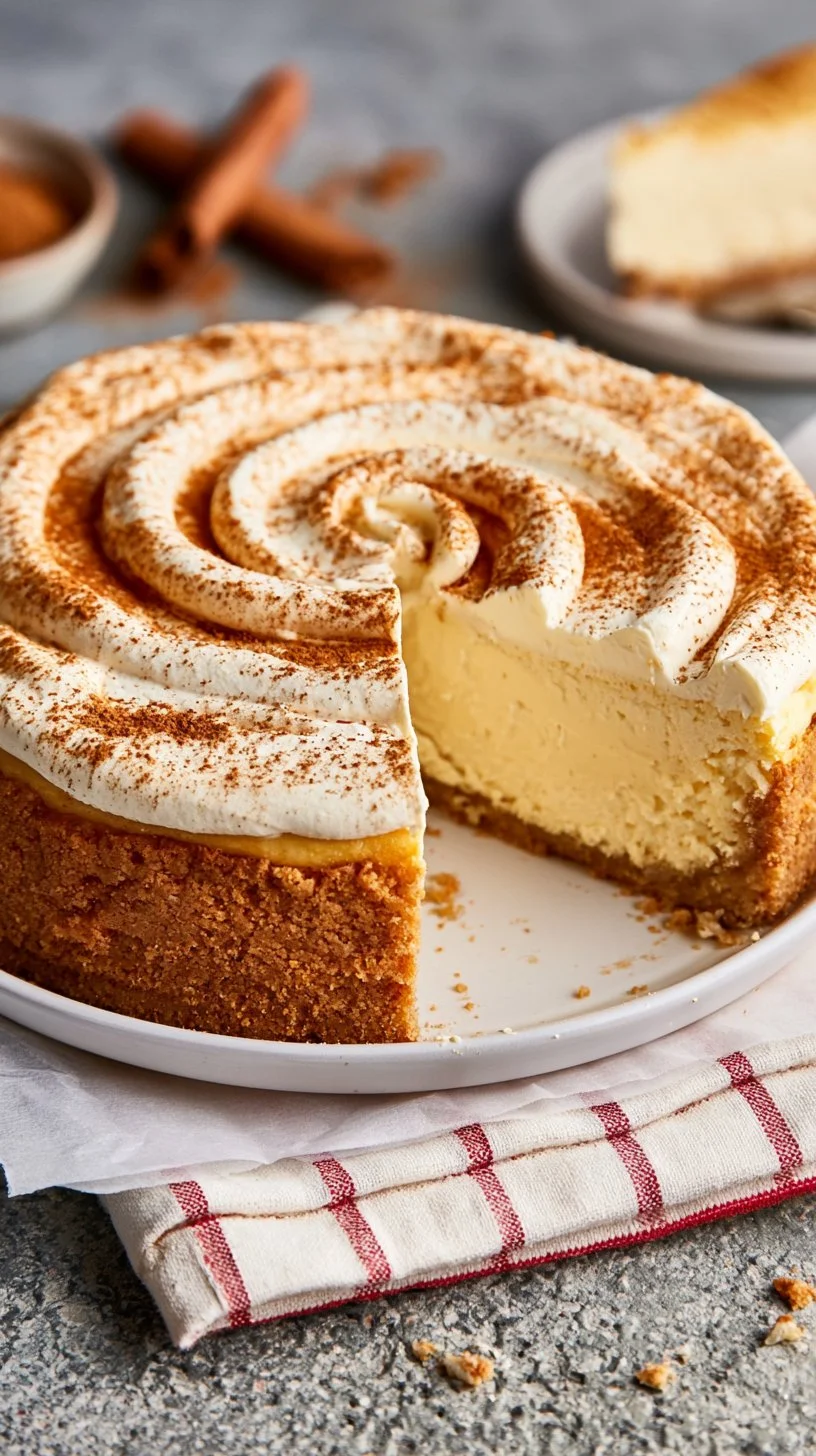 Cremiger Zimtschnecken-Käsekuchen mit Zimt und Käsefüllung